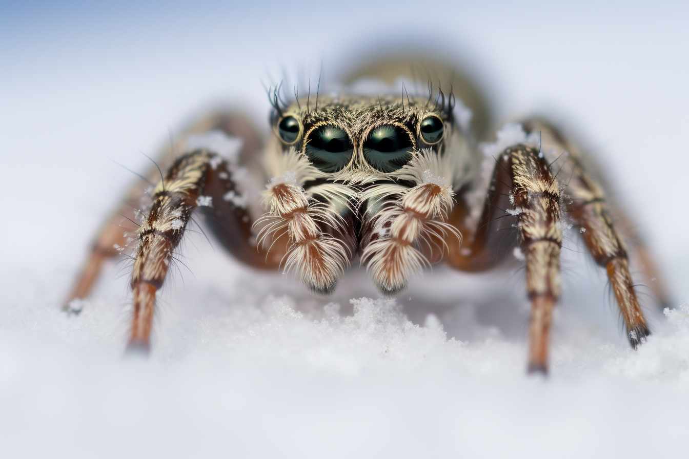 Regal Jumping Spider in Winter, Snow, Salticidae
