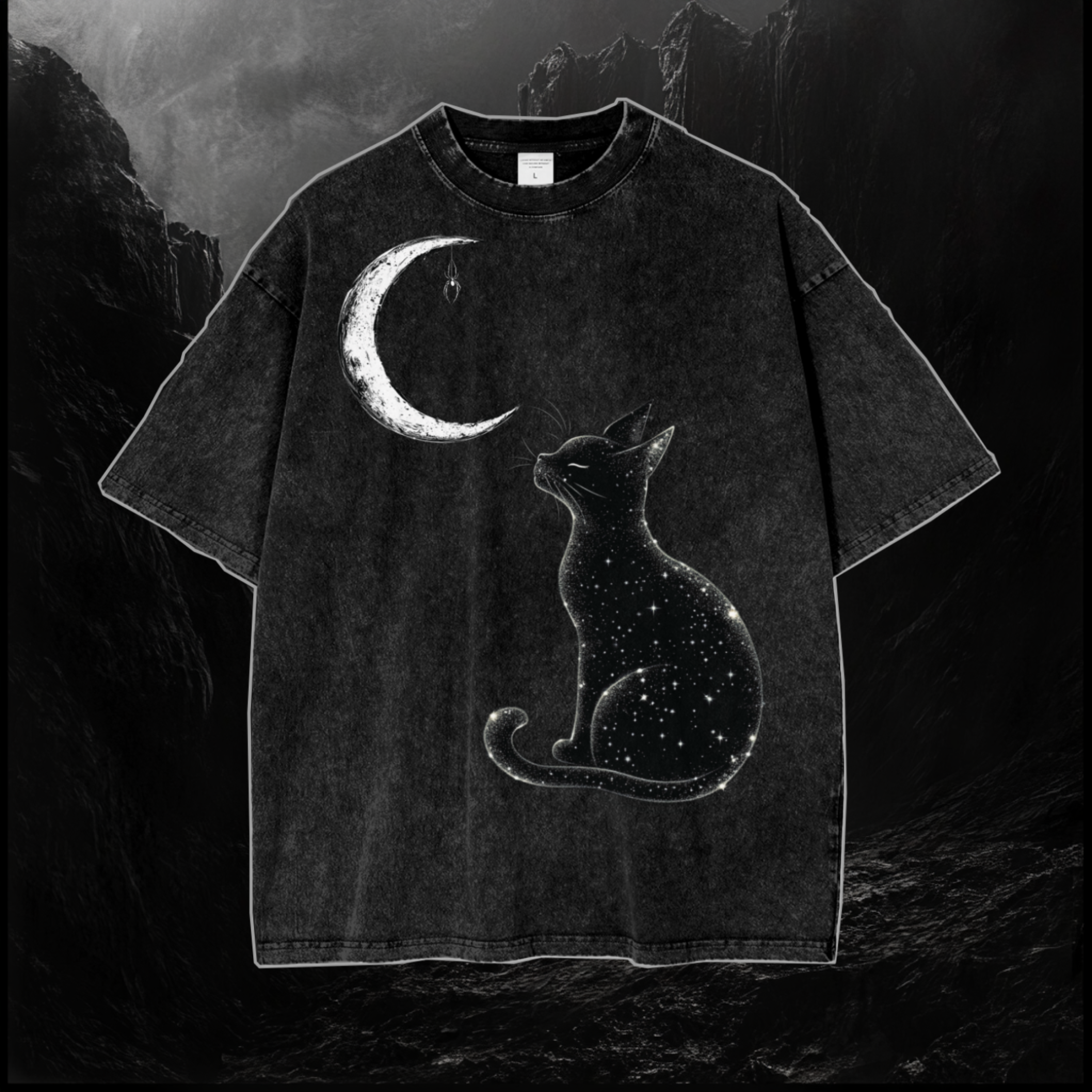 Goth T-Shirts, Galaxy Cat, Abyssal Background