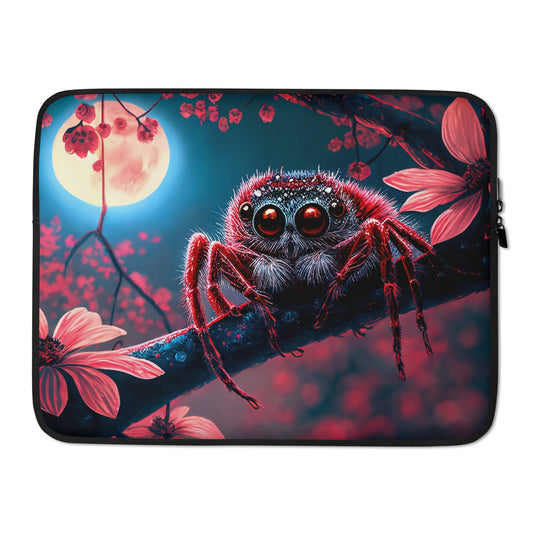 Cherry Blossom Jumping Spider Laptop Sleeve