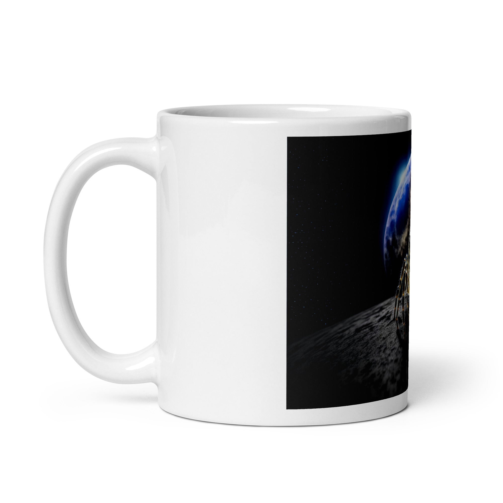 Moon Jumping Spider White glossy mug - Jumping Spiders For Sale - Spiders Source - #1 Regal Jumping Spider Store